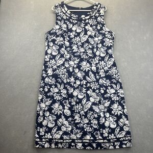 Talbots Dress Womens 14 Blue Mixed Fruit Textured Knee Length Shift Summer